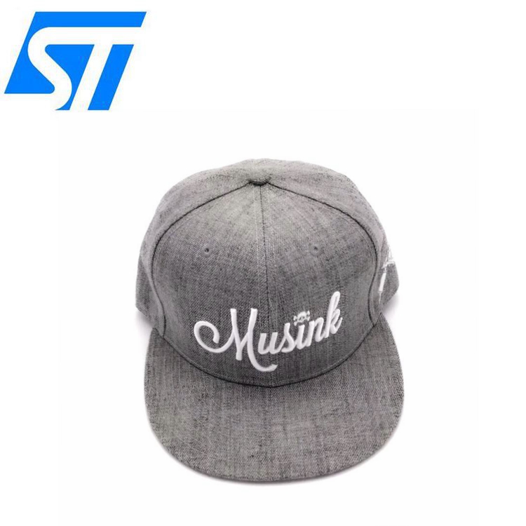 OEM personalizado 3D Bordado moda Hip Hop Hat Wholesale Brim Brim Snapback Cap